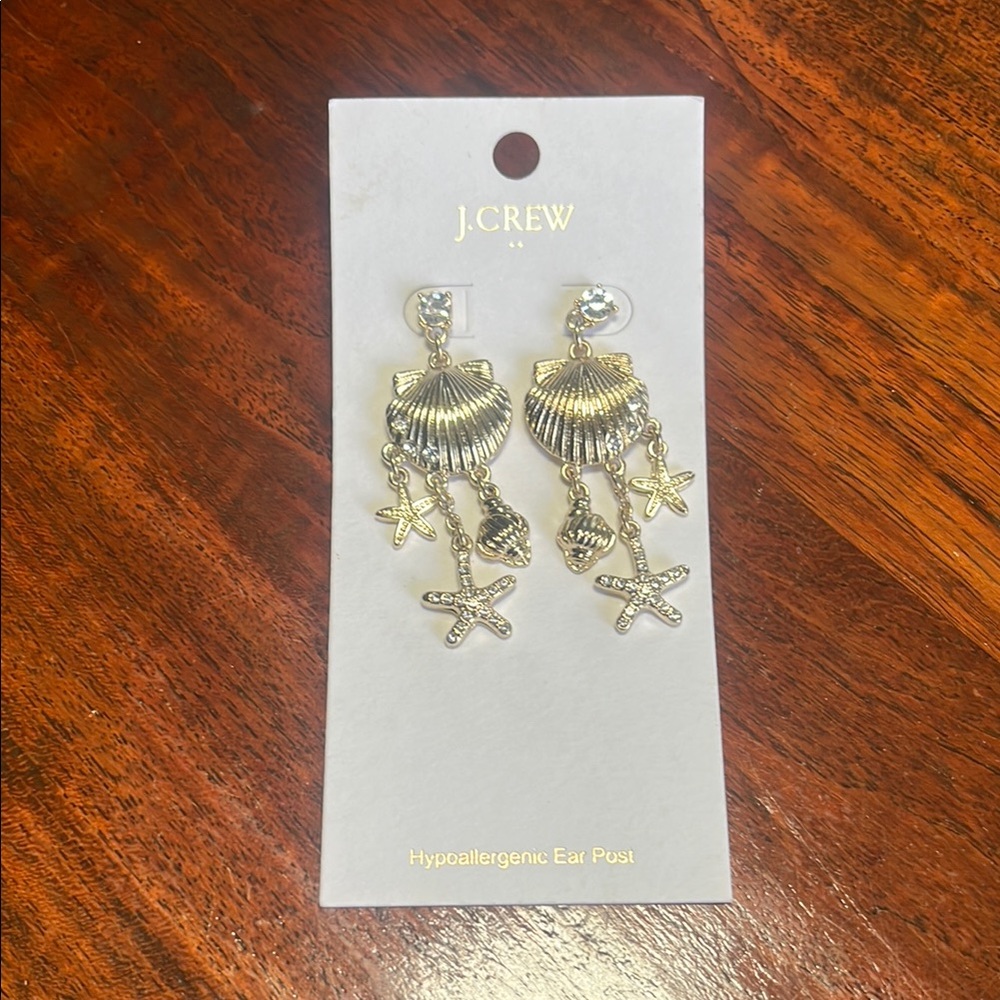 J. Crew Gold Seashell and Starfish Earrings
